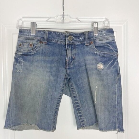 AE American Eagle Outfitters Distressed Blue Denim Cut off Jean Shorts Jorts 2